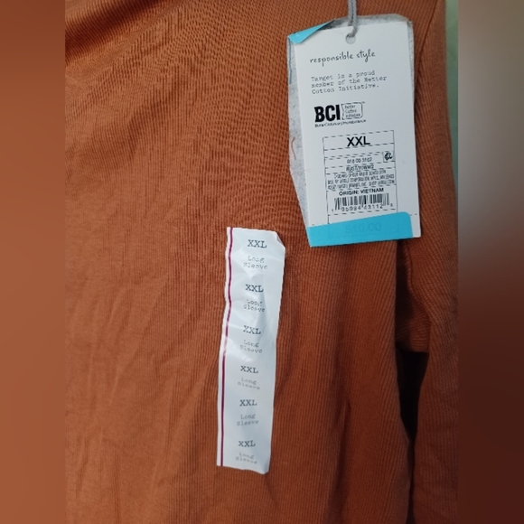 A New Day Rust Colored Ribbed Long Sleeve T-Shirt Plus Sized - Picture 4 of 5